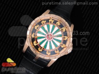 Excalibur Knights of the Round Table II RG Checkerboard Dial on Black Leather Strap MIYOTA 6T15