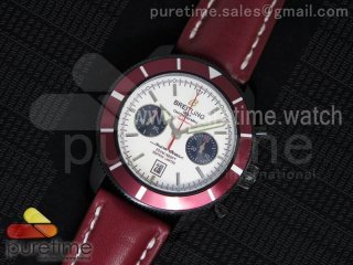 SuperOcean Heritage Chrono 125th PVD White Dial on Red Leather Strap A7750