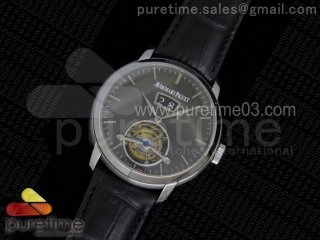 Jules Tourbillon SS Big Date Gray Dial on Black Leather Strap