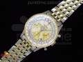 Navitimer Cosmonaute SS White Dial with Yellow Sub-Dials on SS/YG Bracelet A7750