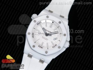 Royal Oak Offshore Diver White Lite Ceramic White Dial on White Rubber Strap A3120