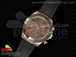 Daytona 116515 Noob 1:1 Best Edition Chocolate Dial on Black Rubber Strap A7750 (Free Extra Strap)