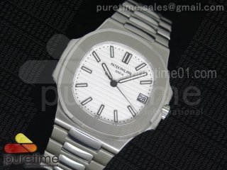 Nautilus Jumbo 5711 1:1 Best Edition White Textured Dial on SS Bracelet A324