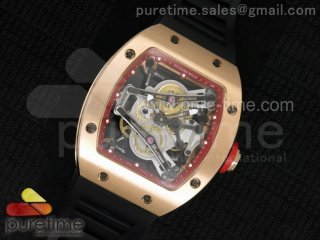 RM038 RG Red Inner Bezel Skeleton Dial on Black Rubber Strap Jap Quartz