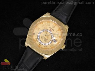 Sky-Dweller 326938 YG Yellow Gold Dial on Black Leather Strap A21J