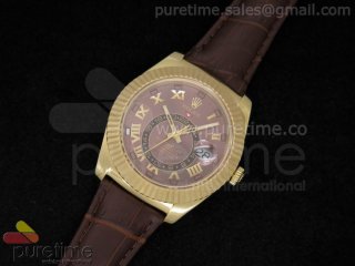 Sky-Dweller 326938 YG Brown Dial with Roman Number on Brown Leather Strap A21J