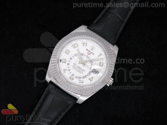 Sky-Dweller 326939 SS White Dial on Black Leather Strap A21J