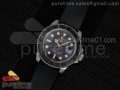 Yacht-Master 116655 SS Black Dial on Black Rubber Strap A2824