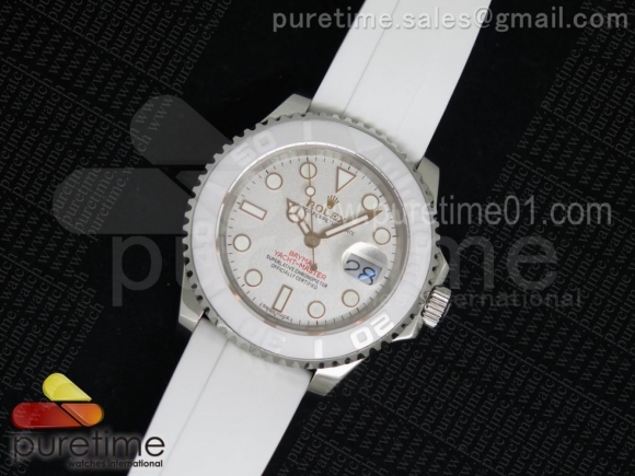 Yacht-Master 116655 SS White Dial White Ceramic on White Rubber Strap A2824