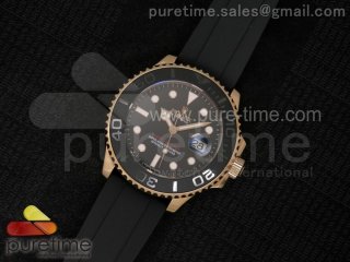 Yacht-Master 116655 RG Black Dial on Black Rubber Strap A2836