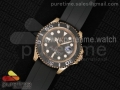 Yacht-Master 116655 RG Black Dial on Black Rubber Strap A23J