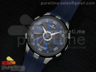 Turbine 44mm SS Black/Blue Rotating Dial on Blue Rubber Strap A23J