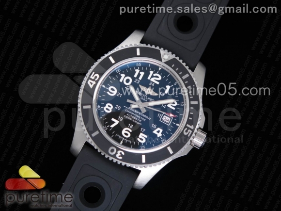 SuperOcean II 44mm GF 1:1 Best Edition Black Dial on Black Rubber Strap A2824