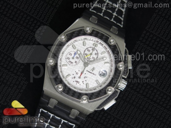 Royal Oak Offshore Juan Pablo Montoya Titanium JF Best Edition White Dial on Black Leather Strap A2226