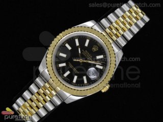 Date Just II 41mm SS/YG Black Dial Stick Markers SS/YG Bracelet