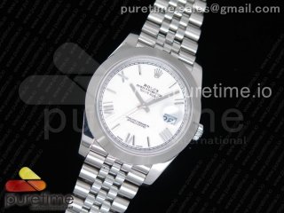 DateJust 41 126300 Noob 1:1 Best Edition Polished Bezel White Dial Roman Markers on SS Jubilee Bracelet A3235