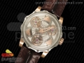 Tourbillon of Tourbillons SS/RG Skeleton Dial on Brown Leather Strap Miyota Movement