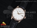 Calatrava 5227 18K Rose Gold White Dial on Black Leather Strap MIYOTA 9015