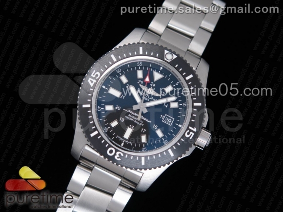 Superocean 44mm Special GF 1:1 Best Edition Black Dial on SS Bracelet A2824