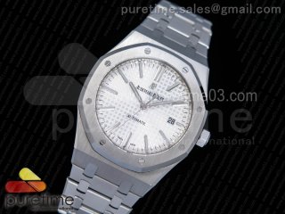 Royal Oak 41mm 15400 SS JF 1:1 Best Edition White Textured Dial on SS Bracelet A3120 V3