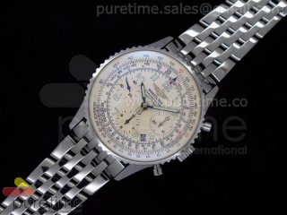 Navitimer Cosmonaute SS White Dial with White Sub-Dials on SS Bracelet A7750