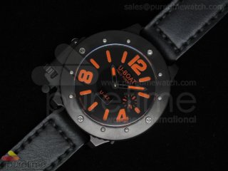 U42 PVD Black Dial Orange Mark on Black Leather Strap 52mm A6497