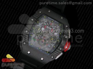 RM11-03 Chrono PVD Forged Carbon Bezel and Caseback Skeleton Dial on Black Rubber Strap A7750