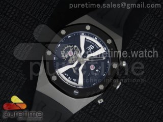 Royal Oak Concept SS Black Dial on Black/White Rubber Strap Jap Quartz