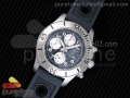 SuperOcean SteelFish Chronograph SS Black/White Dial on Black Rubber Strap A7750