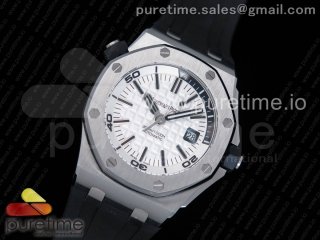 Royal Oak Offshore Diver 15710 JF 1:1 Best Edition White Dial on Black Rubber Strap A3120 V9 (Free XS Strap)