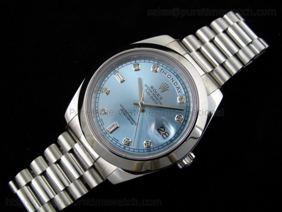 Day-Date II SS Ice-Blue Diamond Dial A3156 Best Edition