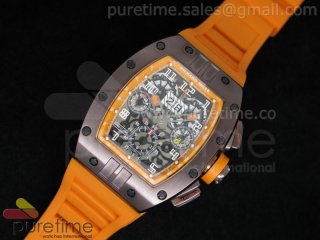 RM011 Titanium Brown PVD Orange Skeleton Dial on Orange Rubber Strap A7750