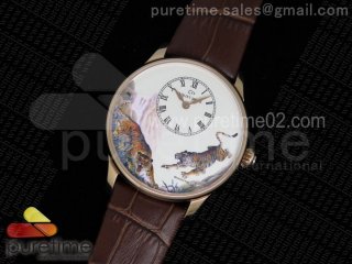 Petite Heure Minute RG Tiger Dial on Brown Leather Strap A23J