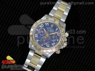 Daytona 116523 Thick YG Wrapped Blue Dial Numerals Markers on SS/YG Bracelet A7750