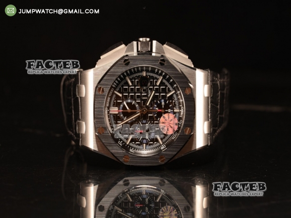 Royal Oak Offshore Black Dial 1:1 Clone With Black Leather Strap JF 26411PO.OO.A002CR.01