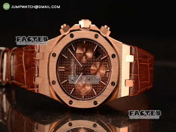 Royal Oak Chrono Rose Gold Case With Brown Dial 7750 Automatic Brown Leather 26331OR.OO.D821CR.01