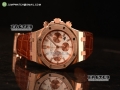 Royal Oak Chrono Rose Gold Case White Dial 7750 Automatic Brown Leather