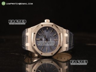 Audemars Piguet Royal Oak 41mm Blue Dial Automatic Clone Ap 3120 Movement Blue Leather Strap 15500ST.OO.1220ST.01 JH