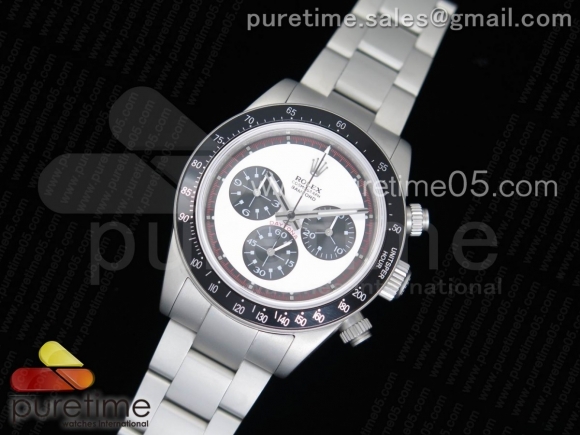 Daytona Newman Sandblasted SS White/Black Dial on SS Bracelet A7750