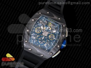 RM011 SS Felipe Massa 10th Anniversary KVF 1:1 Best Edition Crystal Skeleton Dial Blue on Black Rubber Strap A7750