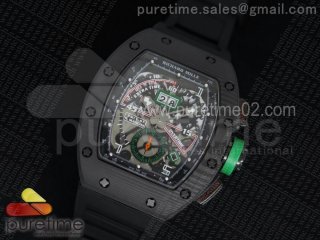 RM 011 PVD Forge Carbon Mancini Black Inner Bezel Skeleton Dial on Black Rubber Strap A7750