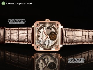 Bell & Ross BR X2 Tourbillon Manual Winding Rose Gold Case With Alligator Strap All Sapphire