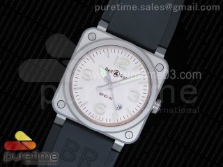 BR 03-92 Horolum Satin-polished Steel Gray Dial on Black Rubber Strap MIYOTA 9015 (Free Nylon Strap)