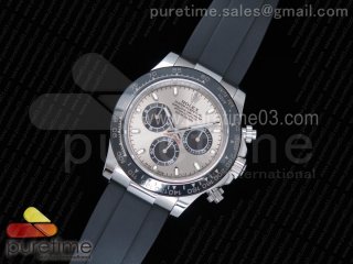 Daytona 116519 SS Gray/Black Dial on Black Rubber Strap A4130 (Free XS Strap)