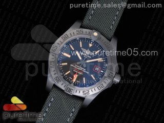 Avenger BlackBird 44mm DLC ZF 1:1 Best Edition Titanium Case Black Dial on Gray Nylon Strap A2824 (Free Leather Strap)