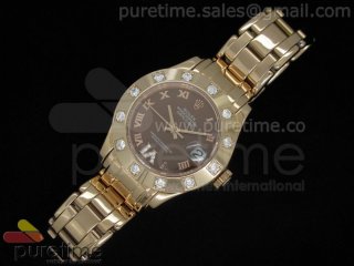 DateJust 35mm RG Brown Dial Diamond Bezel on RG Bracelet