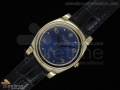 Cellini YG Blue Dial Numeral Marker Black Leather Strap Swiss Quartz