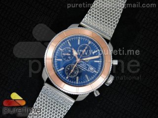 Super Ocean Heritage Chrono SS Blue Dial on SS Mesh Bracelet A7750