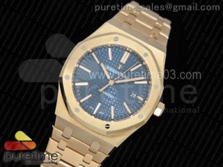 Royal Oak 41mm 15400 RG JF 1:1 Best Edition Blue Textured Dial on RG Bracelet A3120 V3