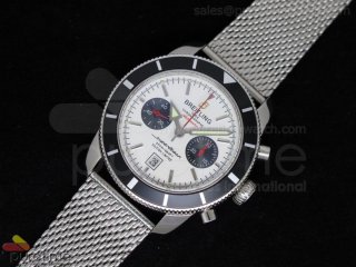 SuperOcean Heritage Chrono 125th Limited Edition SS White/Black Dial on Mesh Bracelet